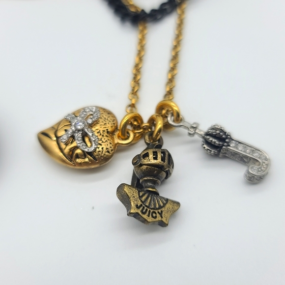 JUICY COUTURE Victorian Blk Heart ๐ค Pend w/ Gold Filigree, Pearls, Rhinestones! - Picture 3 of 14